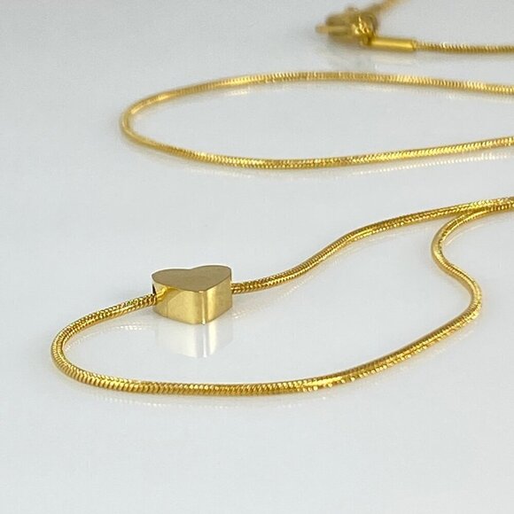 Gold Plated Stainless Steel Heart Initial Letter Necklace - Picture 2 of 16